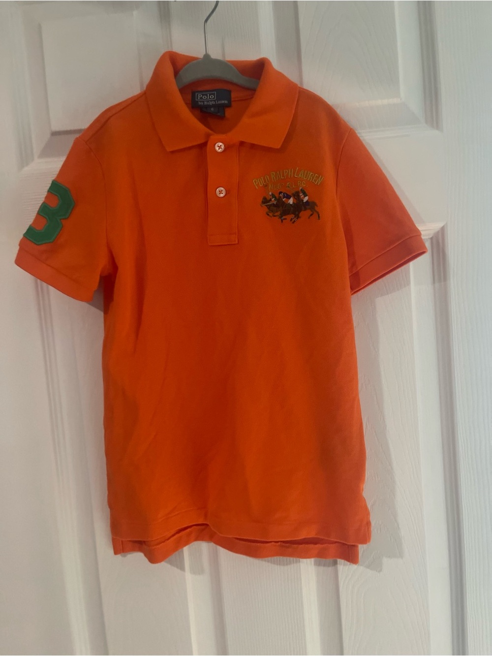 Polo Ralph Lauren Boys 6 Orange Embroidered Polo Shirt #3 Patch